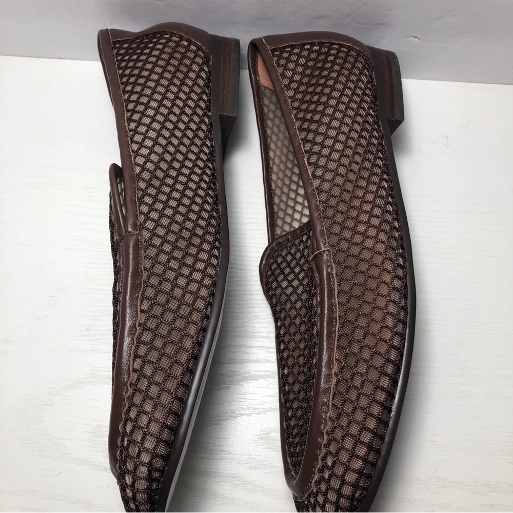 Maeve x Bibi Lou Mesh Loafers Women Size US10-10.5 EU41 Dark Brown Leather Flats - Picture 4 of 7